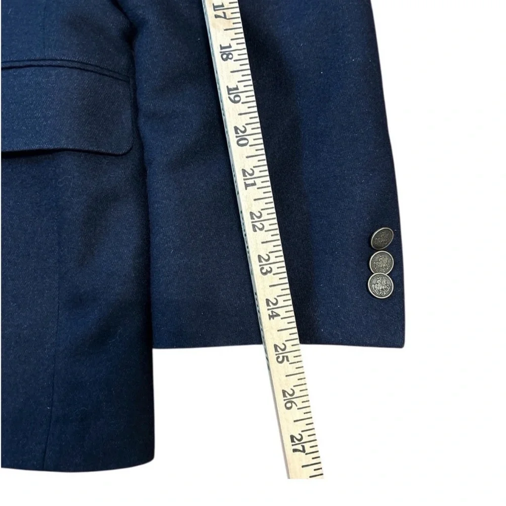 Hickey Freeman Navy Cashmere Silk Blazer Sport Coat 46R St George Gold Buttons